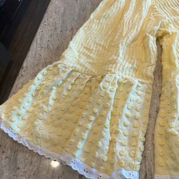 Girls yellow chenille bell bottoms pants - Picture 7 of 8